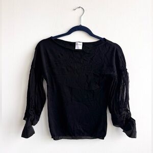 Red Valentino Knit Blouse Sheer Sleeves